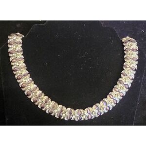 vintage costume jewelry necklace Purple